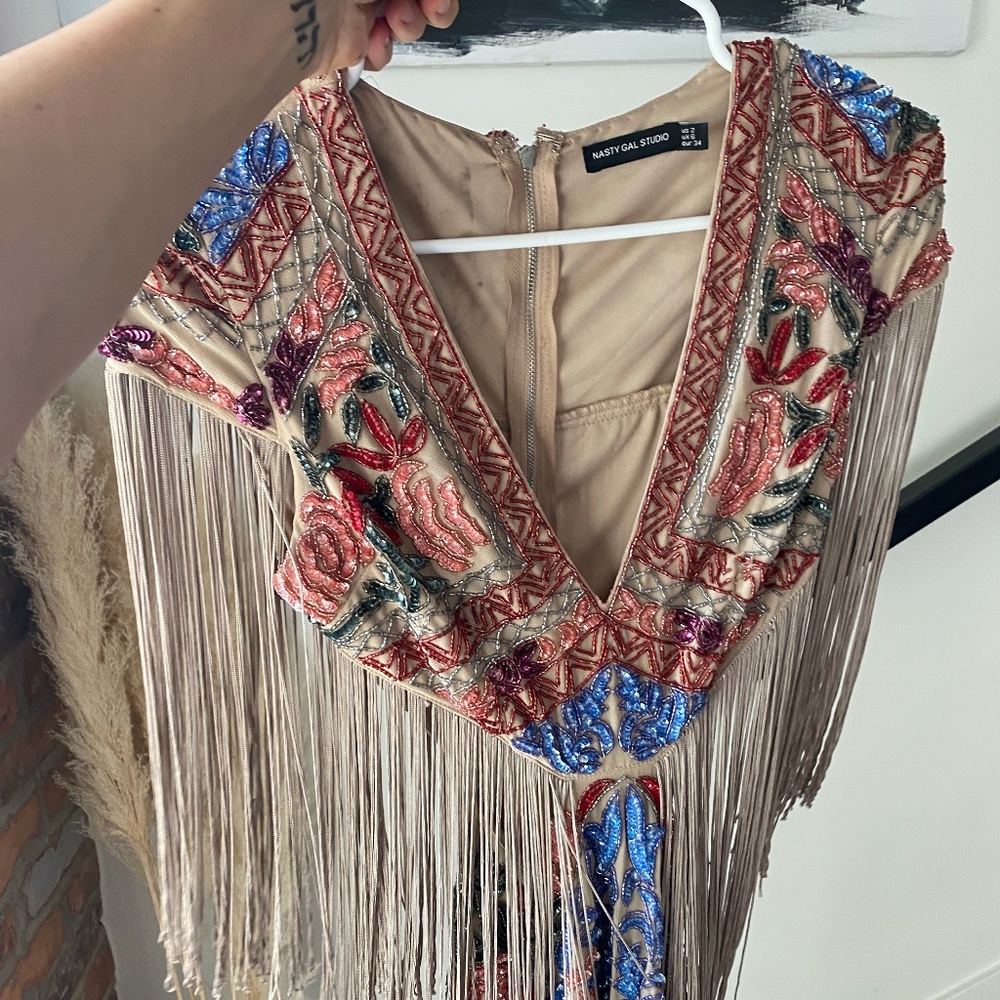 Nasty Gal Beaded Fringe Dress
